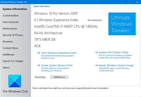 Ultimate Windows Tweaker 4 Pour Windows 10 Tech Tribune France