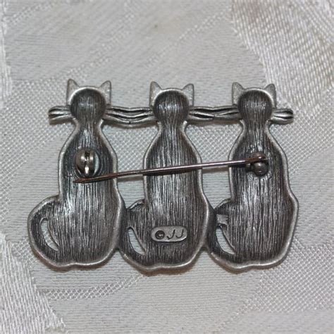 Jj Jonette Jewelry Jj Jonette Jewelry Silver Pewter Cats Brooch Pin