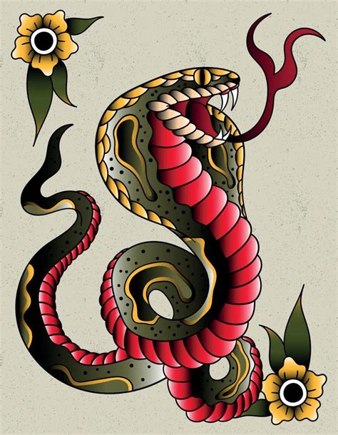 Cobra Tattoo Old School 6095232 Vector Art At Vecteezy