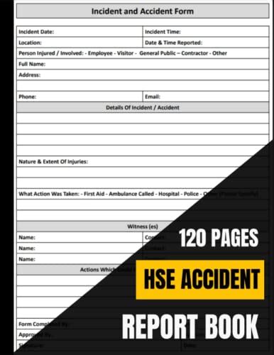 Hse Accident Report Book Accident Incident Log Book Security Health