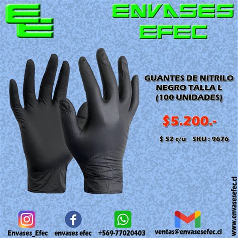 GUANTES DE NITRILO NEGRO TALLA L 100 UNIDADES Envases EFEC