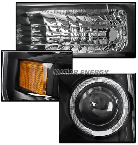 FOR 08 10 FORD F250 SUPERDUTY HALO LED BLACK PROJECTOR HEADLIGHT W BLUE