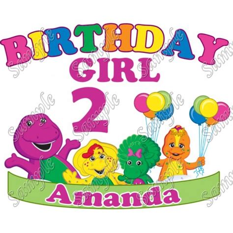 Digital Drawing And Illustration Personalize Printable Barney Birthday Girl Iron On Transfer