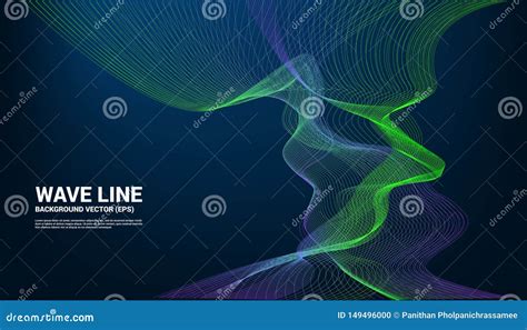 L Nea Azul Y Verde Curva De La Onda Ac Stica En Fondo Oscuro Stock De