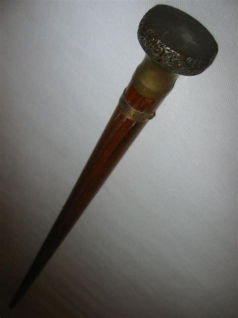 Brass Round Ornamental Handle Cane Wood Walking Stick M Dolores Milhous