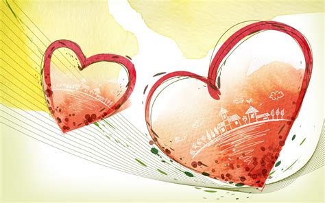 Wallpaper Illustration Love Heart Couple Valentines Day Emotion