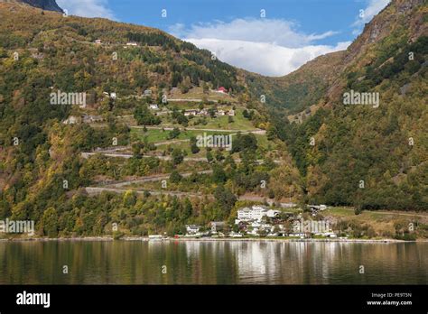 Eagle Road Seen From The Geirangerfjord More Og Romsdal Norway Stock