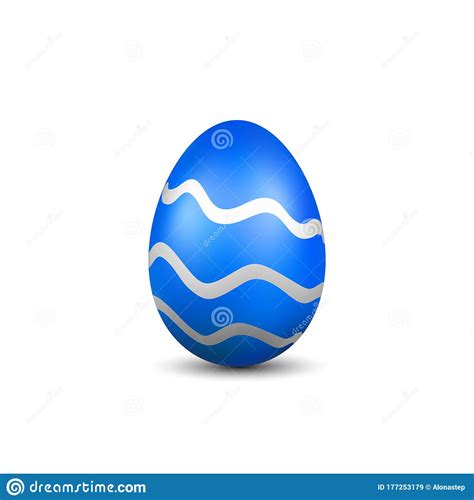 Easter Egg 3d Icon Blue Silver Egg Isolated White Background Stock