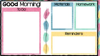 Daily Agenda / Morning Slides Pink, Green & Yellow Templates GOOGLE SLIDES