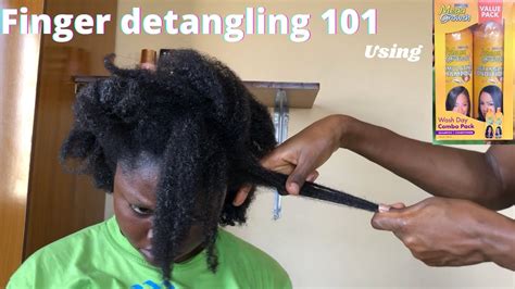 How To Finger Detangle Your Hair Reviewing Mega Growth Shampoo And Conditioner Natural 4c