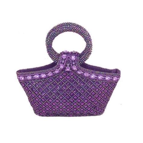 Ls270819a Purple Beaded Wedding Handmade Evening Handbag Bag Purple