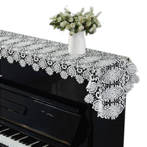 Dustproof Piano Cloth Piano Cover Lace Upright Piano Dust Cover White Pianotowel Keyboard