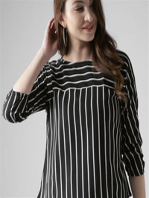 Buy Style Quotient By Noi Women Black And White Striped Boxy Top Tops For Women 6543989 Myntra