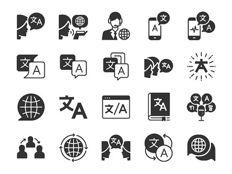 Translation Icon Set Premium Vector