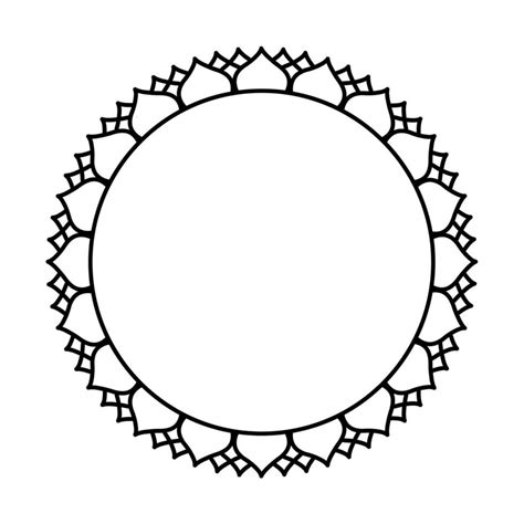 Round geometrical floral border frame design. Simple. Black and white. 25367922 Vector Art at ...