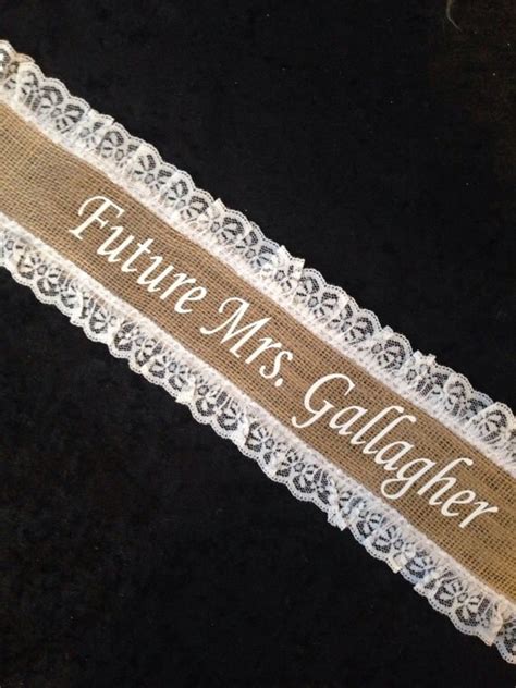 Bachelorette Sash Bridal Shower Sash Burlap Lace Sash