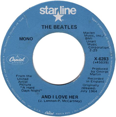 The Beatles – And I Love Her (1981, Vinyl) - Discogs