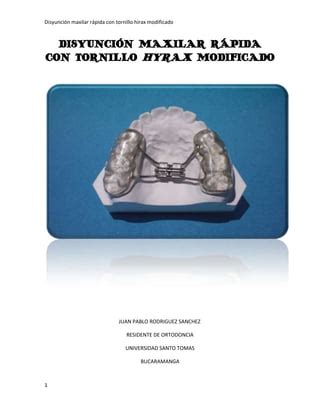 Disyunci N Maxilar R Pida Con Tornillo Hyrax Modificado Pdf