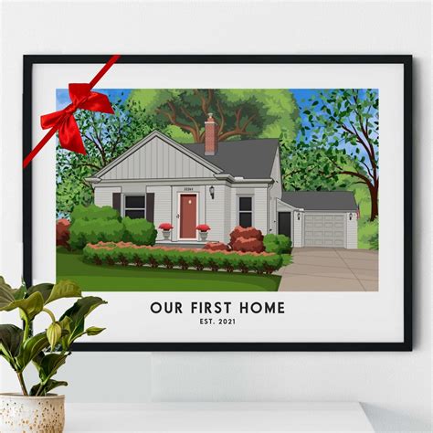 Modern Custom House Portrait Our First Home Print Homeowners T