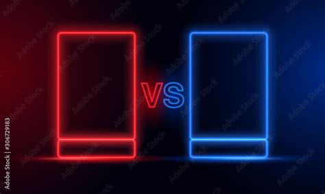 VS Versus Red Blue Neon light Frame Background. Stock Vector | Adobe Stock