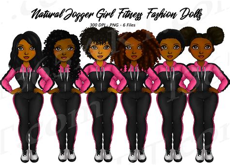 Natural Hair Fitness Girls Clipart Fashion Girls African | Etsy