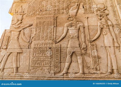 Relief Art And Hieroglyphs In The Karnak Temple At Luxor Editorial