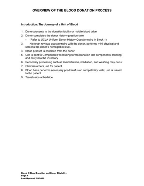 Overview of the Blood Donation Process