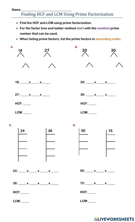 Prime Factorization Worksheet Common Core