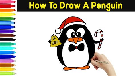 How To Draw A Christmas Penguin Step By Step Draw By Hand Step By