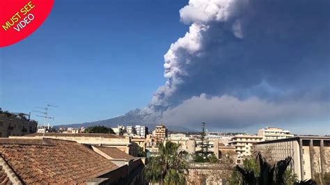 Mount Etna Erupts Sending Huge Ash Cloud Into Sky And Causing Flight