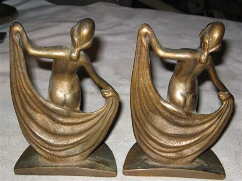 ANTIQUE SOLID BRONZE ART DECO DANCING NUDE LADY ART STATUE SCULPTURE BOOKENDS EBay