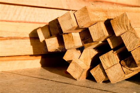 Wood Timber Construction Material, Stack of Building Lumber Stock Photo - Image of close ...