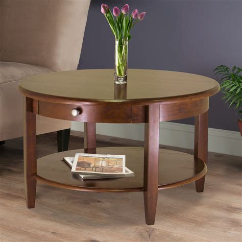 Winsome Wood Concord Round Coffee Table Walnut Finish