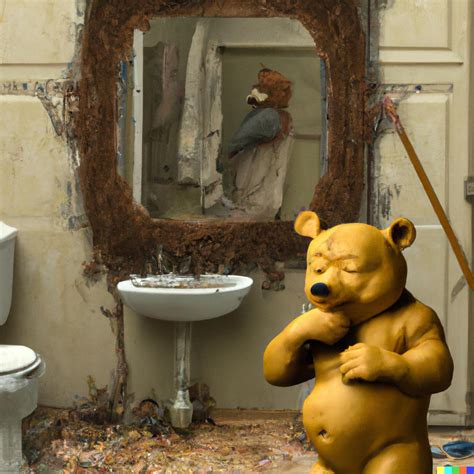 Detailed Painting Of Winnie The Pooh In A Filthy Bathroom” Raigrinding