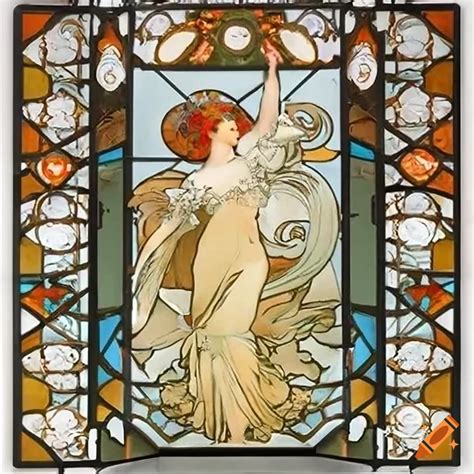 Alphonse Mucha Artwork Of Two Angels With Large Wings Sitting Together