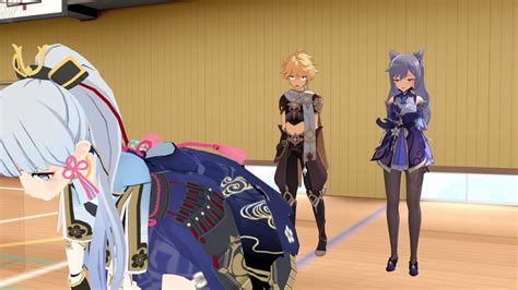 MMDKEQING AND AYAKA FIGHTS OVER AETHER Aether X Keqing GENSHIN