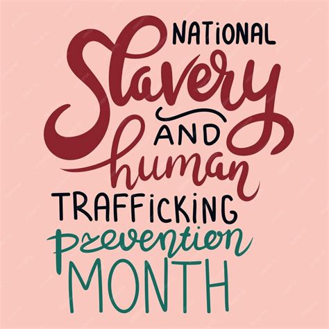 Premium Vector National Slavery And Human Trafficking Prevention Month Text Banner Handwriting