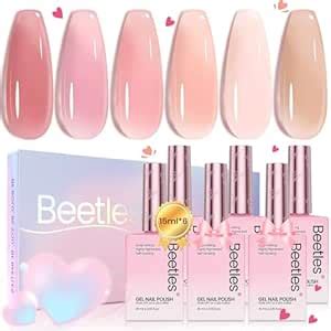 Amazon Beetles Nude Pink Gel Nail Polish SetLight Pink Jelly Color Spring Gel Nail