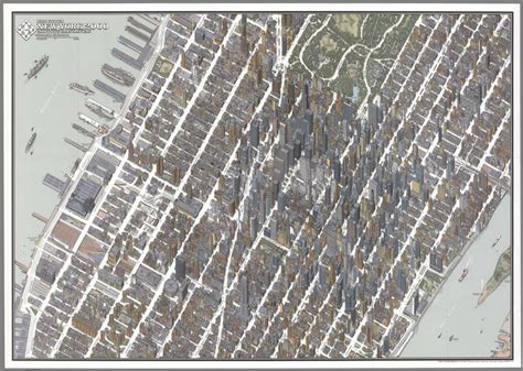 2000 Birds Eye View Of New York Midtown Manhattan By Tadashi Ishihara