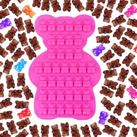 Chocolate Covered Gummy Bears Molds, 39-Cavity Bear Silicone Mould for Milk Dark Chocolate Cover ...