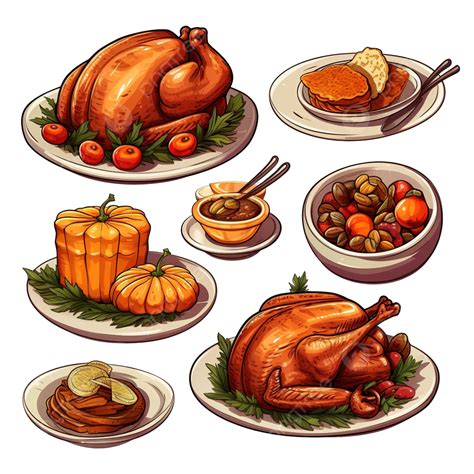 Set Of Hand Drawn Thanksgiving Greeting Illustration Concept Happy