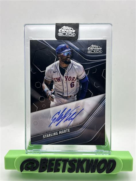 Topps Chrome Black Starling Marte Ny Mets Encased Auto Autograph