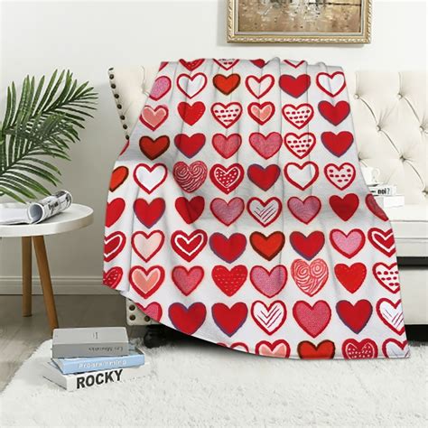 Aristuring Valentines Day Throw Blanket Red Pink Heart Plaid Fuzzy