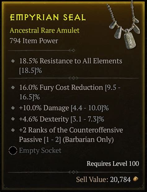 Fury Cost Damage Amulet Level 100 Topic D2jsp