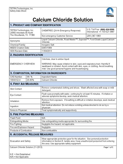 Calcium Chloride Solution | Personal Protective Equipment | Chemistry