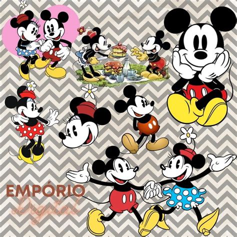 Kit Digital Mickey E Minnie Vintage Elo7 Produtos Especiais