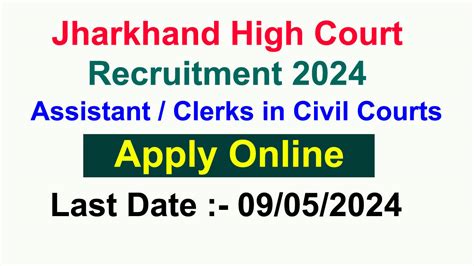 Jharkhand High Court Recruitment 2024 JHC Assistant Clerks In Civil