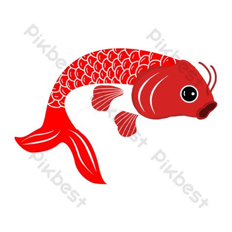 Gambar Elemen Png Ikan Mas Merah Lucu Yang Digambar Tangan Elemen