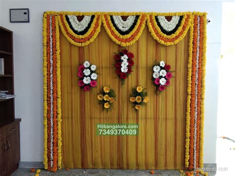 simple home engagement ceremony flower decoration - Catering services in Bangalore, Best ...