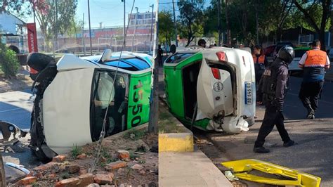 Barrio Huaico Hondo un auto terminó destruido tras violenta colisión